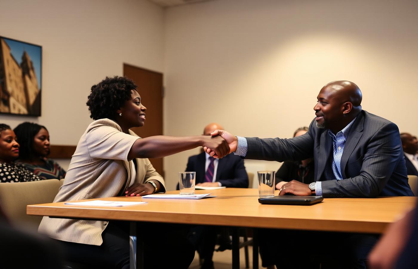 Community partners meeting with BWF Trade School representatives